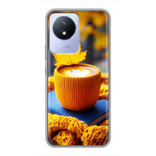 Чехол с уникальным дизайном «Осень с кофе» для Vivo Y02 – Кофе с жёлтым