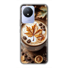 Чехол с уникальным дизайном «Осень с кофе» для Vivo Y02 – Пряный кофе