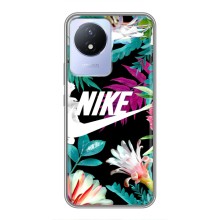 Силиконовый Чехол на Vivo Y02 с картинкой Nike – Цветочный Nike