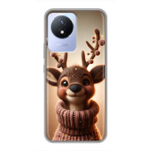 Яскравий чохол для Vivo Y02 з Зимові Оленята – Олень в светрі