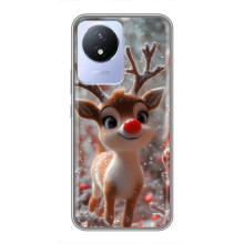 Яркий чехол для Vivo Y02 с Зимними Оленятами