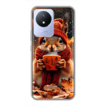 Друкований чохол 'Звірята з кавою' для Vivo Y02 – Білка з кавою