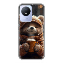 Друкований чохол 'Звірята з кавою' для Vivo Y02 – Мішка з кавою