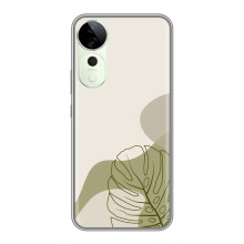 Силиконовый чехол с принтом в цветах на ViVO Y04s – Монстера зелёная