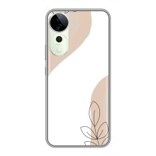 Силиконовый чехол с принтом в цветах на ViVO Y04s – Нюдовый дизайн