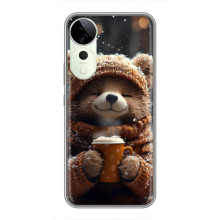 Друкований чохол 'Звірята з кавою' для ViVO Y04s – Мішка з кавою