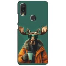 Чехол с принтом стильные животные для Виво у11 – Лось с кофе