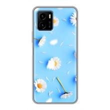 Чехол с Цветами для Vivo Y15s (ромашки на голубом)