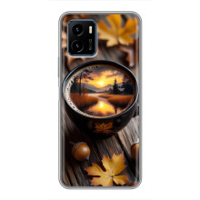 Чехол с уникальным дизайном «Осень с кофе» для Vivo Y15s – Тёмный кофе