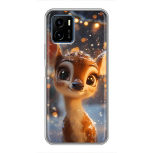 Яркий чехол для Vivo Y15s с Зимними Оленятами – Оленёнок среди гирлянд