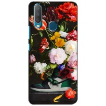 Брендновые Чехлы для ViVO Y17 - (PREMIUMPrint) (Nike цветы)