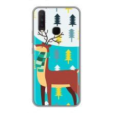 Силиконовый бампер с картинкой животных для ViVO Y17 (Олень с шарфом)