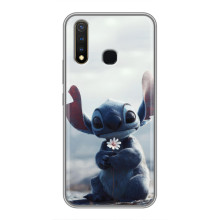 Чехол с рисунком Стич для Vivo Y19 – Стич с цветочком
