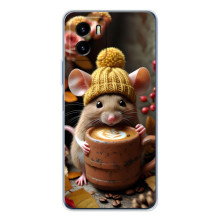 Друкований чохол 'Звірята з кавою' для Vivo Y19s Pro – Мишка з кавою