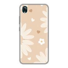 Чехол с цветочным принтом на Виво у1с – Бежевые цветы