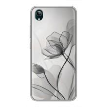 Чехол с цветочным принтом на Виво у1с – Черные цветы