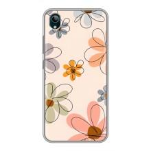 Чехол с цветочным принтом на Виво у1с – Разноцветные цветы