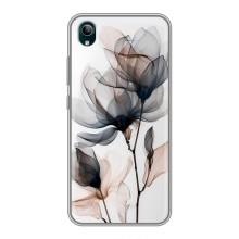 Чехол с цветочным принтом на Виво у1с – Цветы на белом