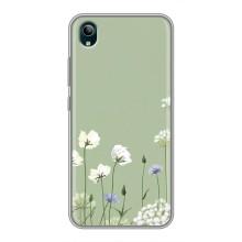 Чехол с цветочным принтом на Виво у1с – Цветы на зеленом