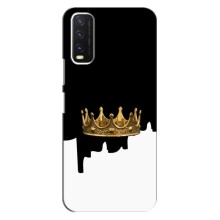 Чехол (Корона на чёрном фоне) для Виво У20 – Золотая корона