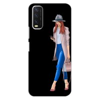 Чехол с картинкой Модные Девчонки ViVO Y20 – Девушка со смартфоном