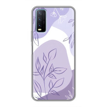 Силконовий чохол з принтом в квітах на ViVO Y20 – Фіолетовий дизайн