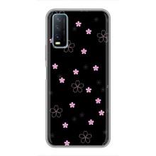 Чохол з розовим принтом для ViVO Y20 – Рожеві квіти на чорному