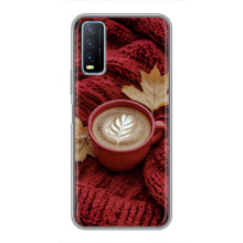 Чехол с уникальным дизайном «Осень с кофе» для ViVO Y20 – Кофе на пледе