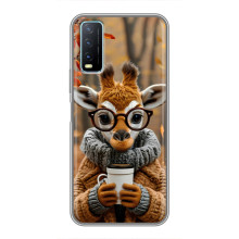 Печатный чехол «Зверята с кофе» для ViVO Y20 – Жираф с кофе