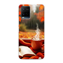 Чехол с уникальным дизайном «Осень с кофе» для Vivo Y21 / Y21s – Кофе и дождь