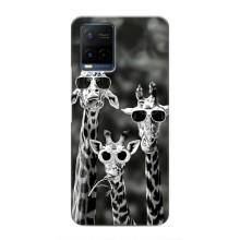 Силиконовый чехол с КАРТИНКАМИ лето для Vivo Y21 / Y21s (AlphaPrint) (Жирафы в очках)