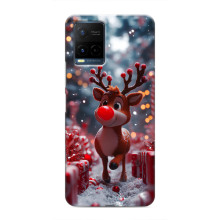 Яркий чехол для Vivo Y21 / Y21s с Зимними Оленятами – Олень среди подарков