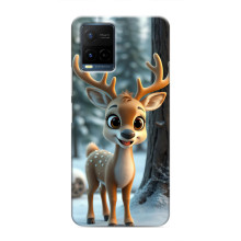 Яркий чехол для Vivo Y21 / Y21s с Зимними Оленятами – Оленёнок в лесу