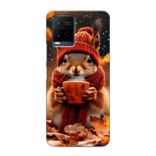 Друкований чохол 'Звірята з кавою' для Vivo Y21 / Y21s – Білка з кавою
