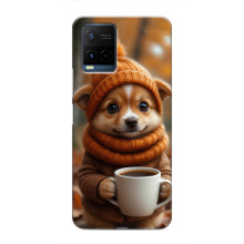 Друкований чохол 'Звірята з кавою' для Vivo Y21 / Y21s – Песик з кавою