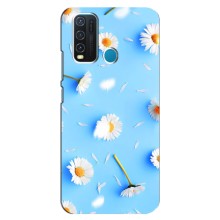 Чехол с Цветами для ViVO Y30 (ромашки на голубом)