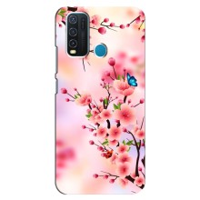 Чехол с принтом САКУРЫ на ViVO Y30 (Бабочки на сакуре)