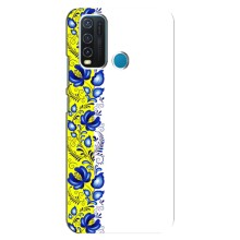 Силиконовый Чехол на ViVO Y30 с картинкой Вышиванки (Желто-синяя вышиванка)
