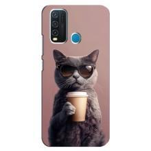 Чохол з принтом стильні тварини для ВіВО Y З0 – Кіт з кавою