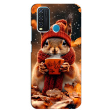 Печатный чехол «Зверята с кофе» для ViVO Y30 – Белка с кофе