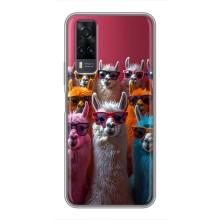 Чехол с принтом стильные животные для Виво у31 – Ламы в очках