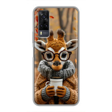 Печатный чехол «Зверята с кофе» для ViVO Y31 – Жираф с кофе
