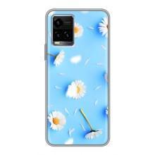 Чехол с Цветами для Vivo Y33s (ромашки на голубом)
