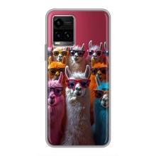 Чехол с принтом стильные животные для Виво у33с (Ламы в очках)