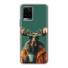 Чехол с принтом стильные животные для Виво у33с (Лось с кофе)