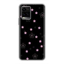 Чохол з розовим принтом для Vivo Y33s – Рожеві квіти на чорному