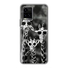 Силиконовый чехол с КАРТИНКАМИ лето для Vivo Y33s (AlphaPrint) (Жирафы в очках)