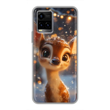 Яркий чехол для Vivo Y33s с Зимними Оленятами – Оленёнок среди гирлянд