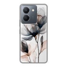 Чехол с цветочным принтом на Виво У36 (Цветы на белом)