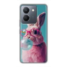 Чехол с принтом стильные животные для Виво У36 (Кролик в очках)
